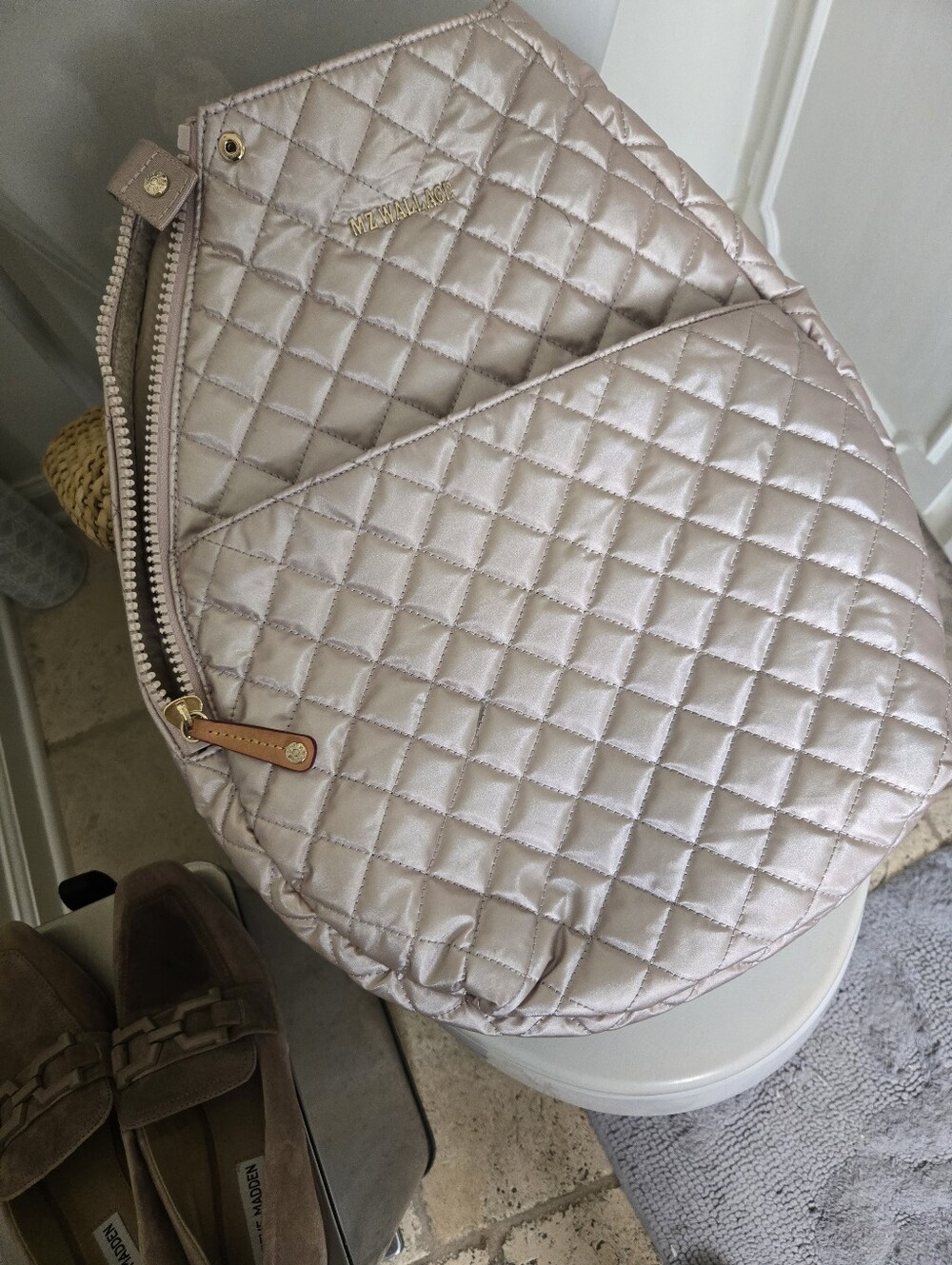 MZ WALLACE Quilted Cream Backpack/Racket Bag. Used Twice. Practucally  Brand New - Picture 10 of 10